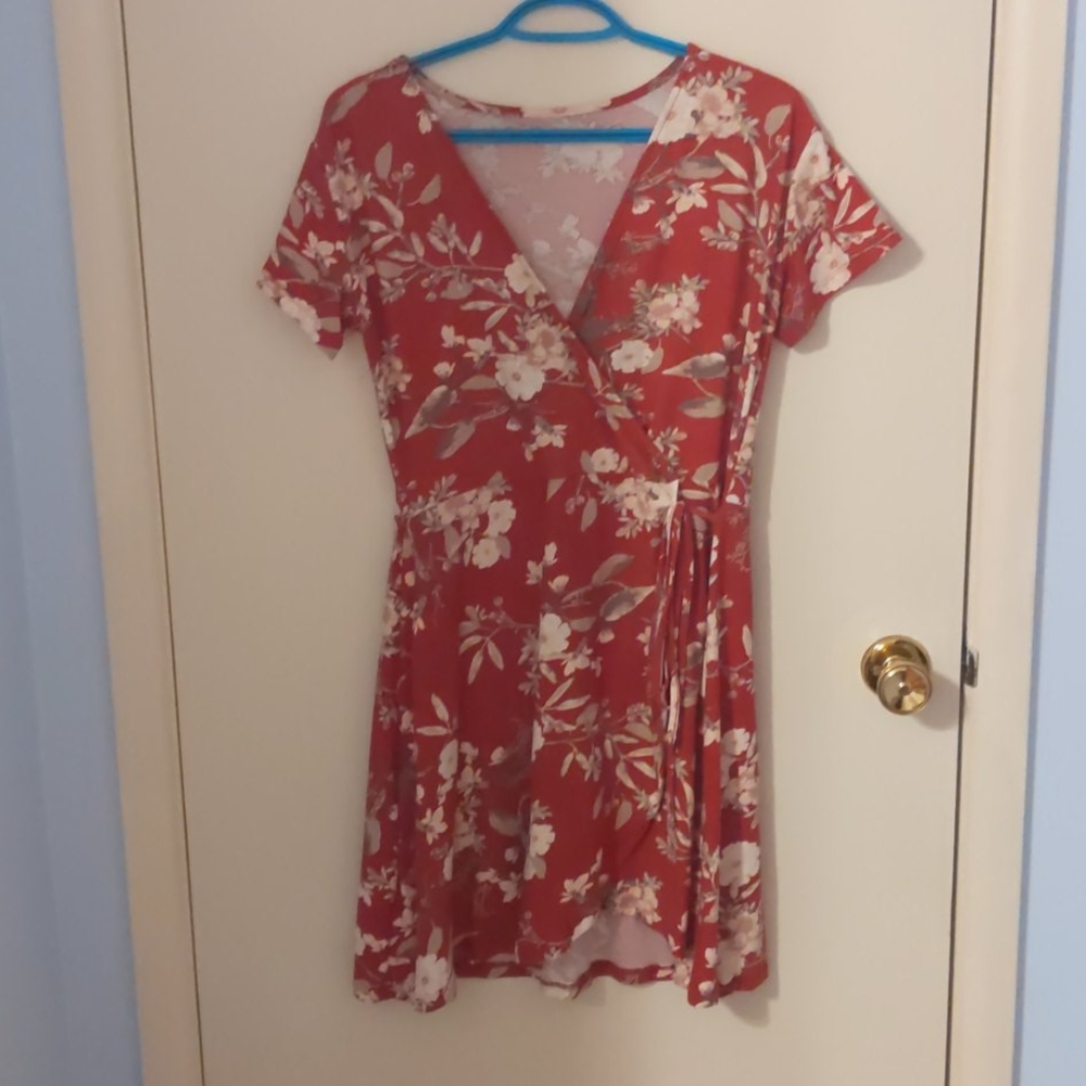 Red wrap around dress